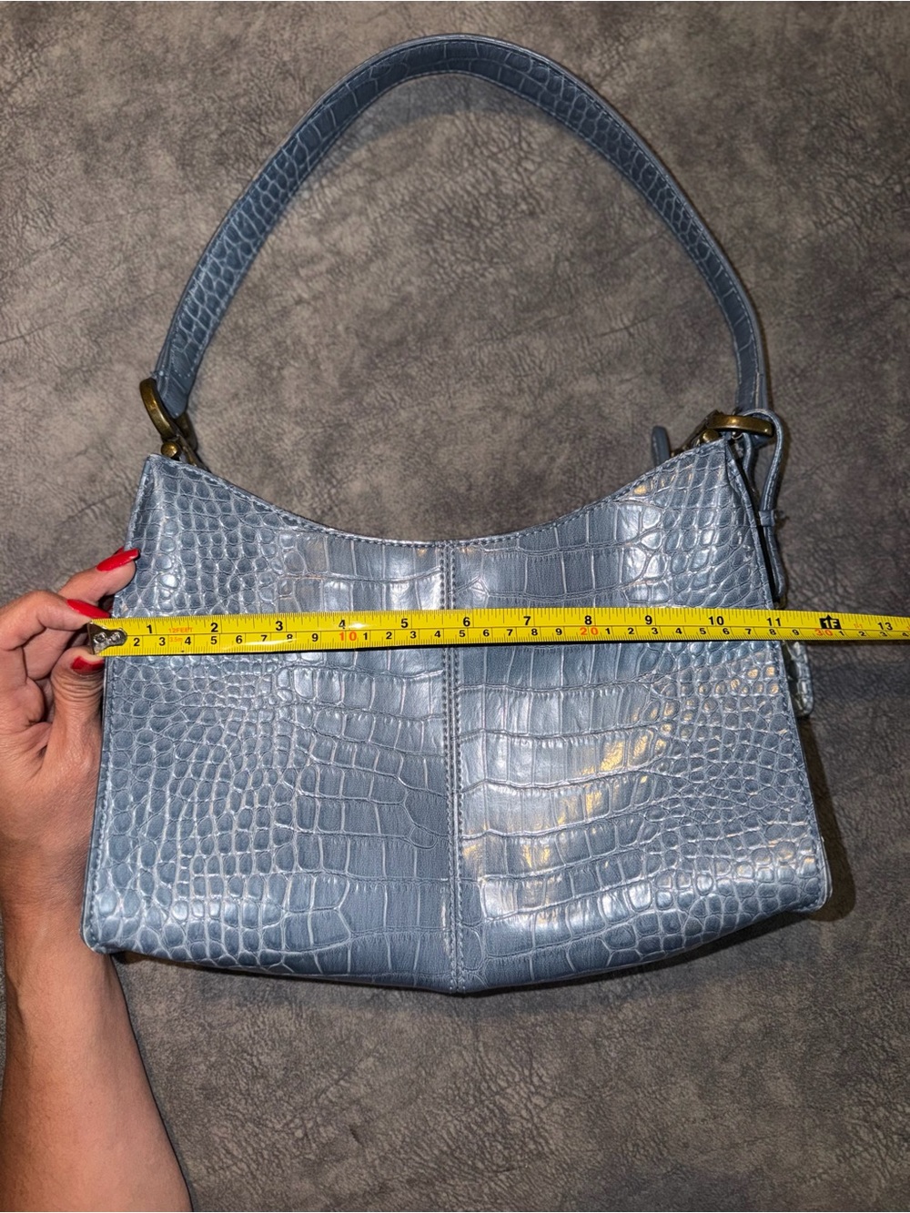 Liz Claiborne Light Blue Croc-Embossed Shoulder Bag - Picture 10 of 11